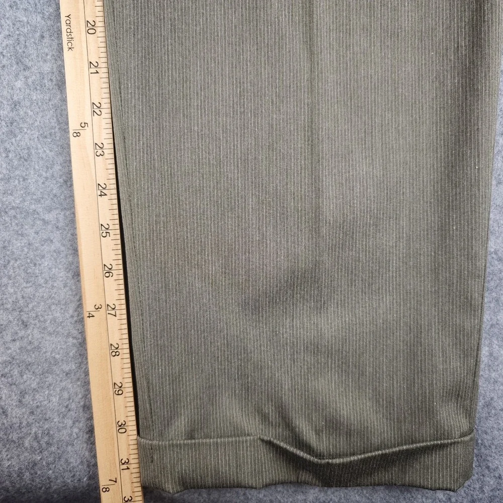 Claiborne Pants Mens 36x32 Olive Pinstripe Pleated Cuffed NWT Stretch Trouser